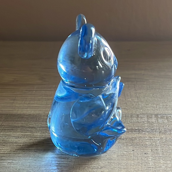 Vintage Blue Glass Mouse Paperweight - Picture 3 of 5